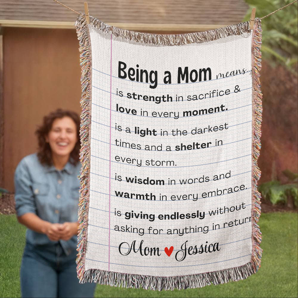Personalized Mom Woven Blanket For Her