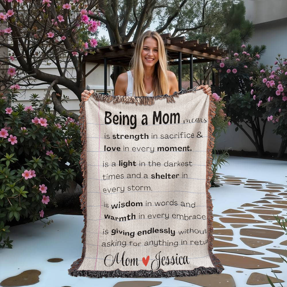 Personalized Mom Woven Blanket For Her