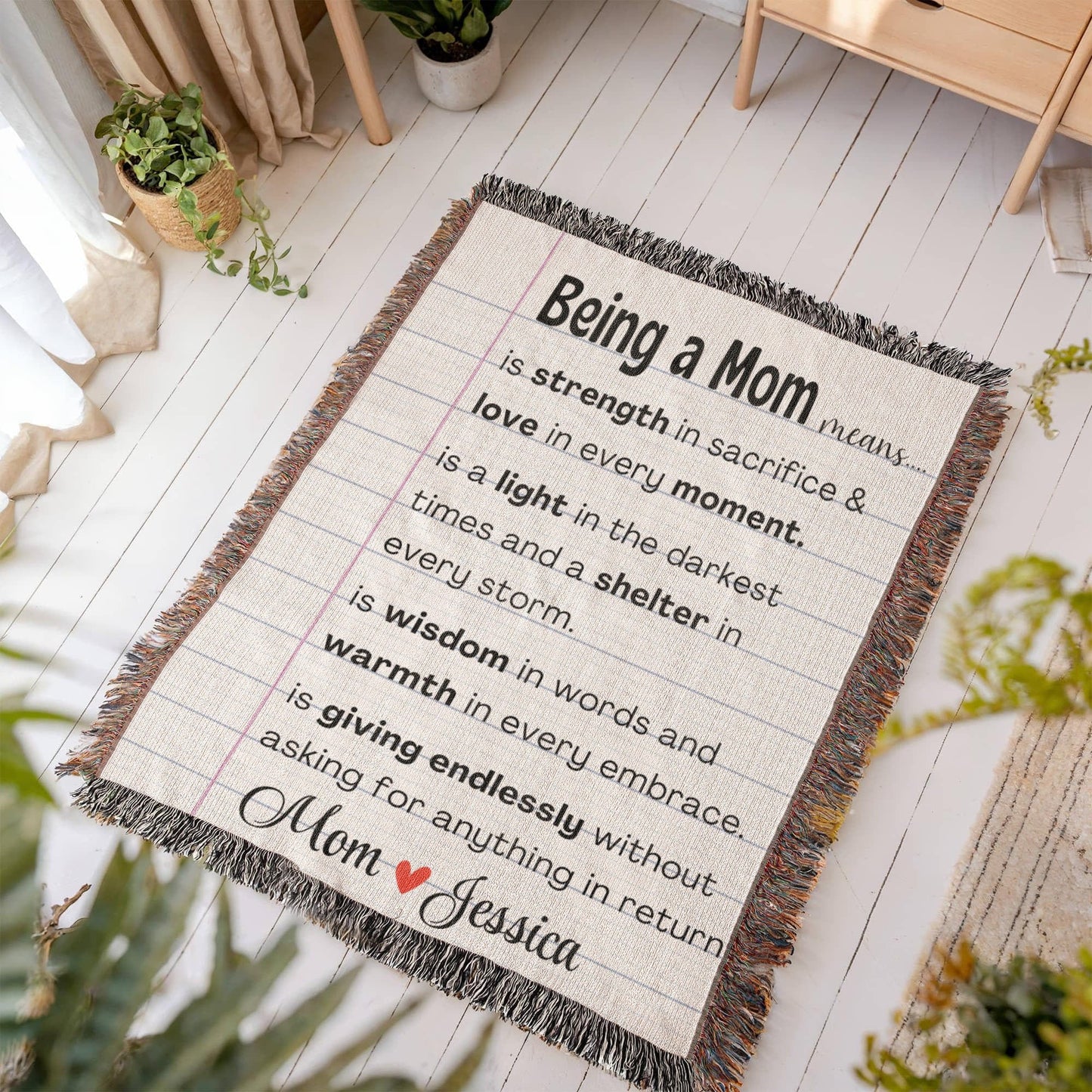 Personalized Mom Woven Blanket For Her