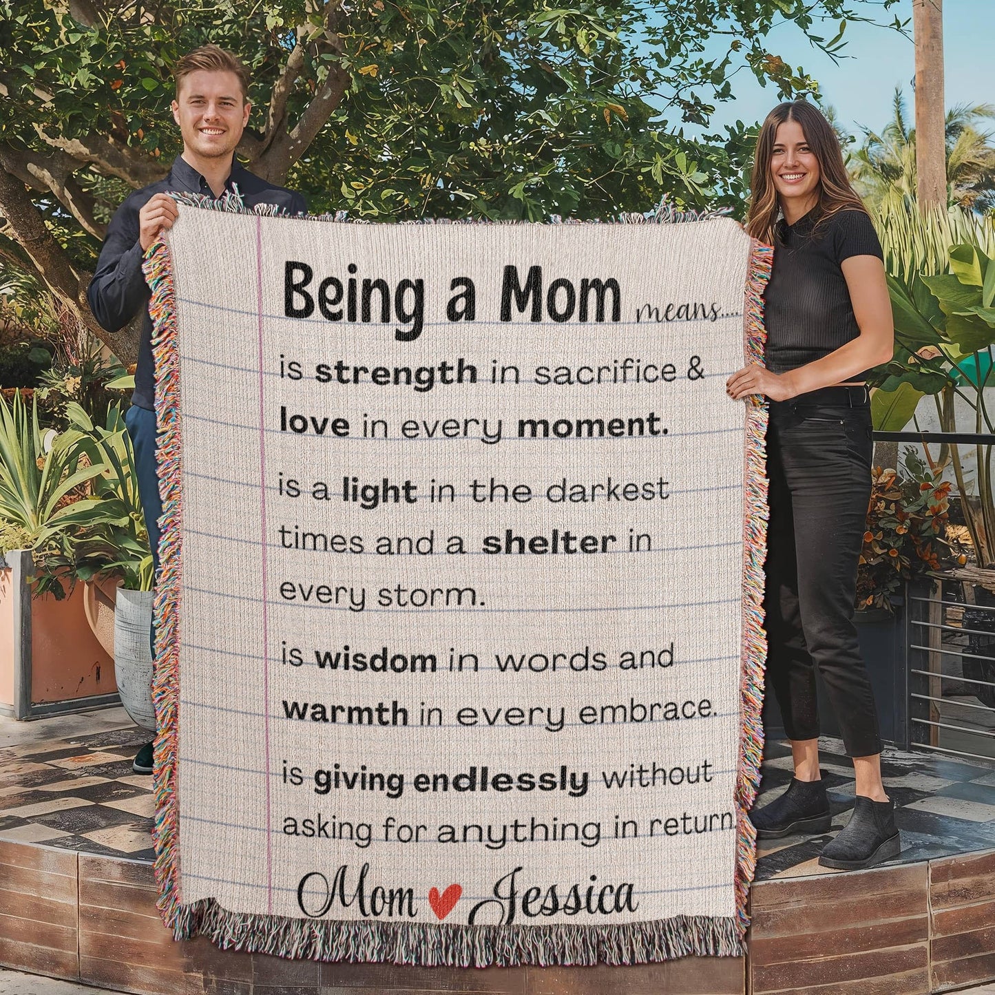 Personalized Mom Woven Blanket For Her