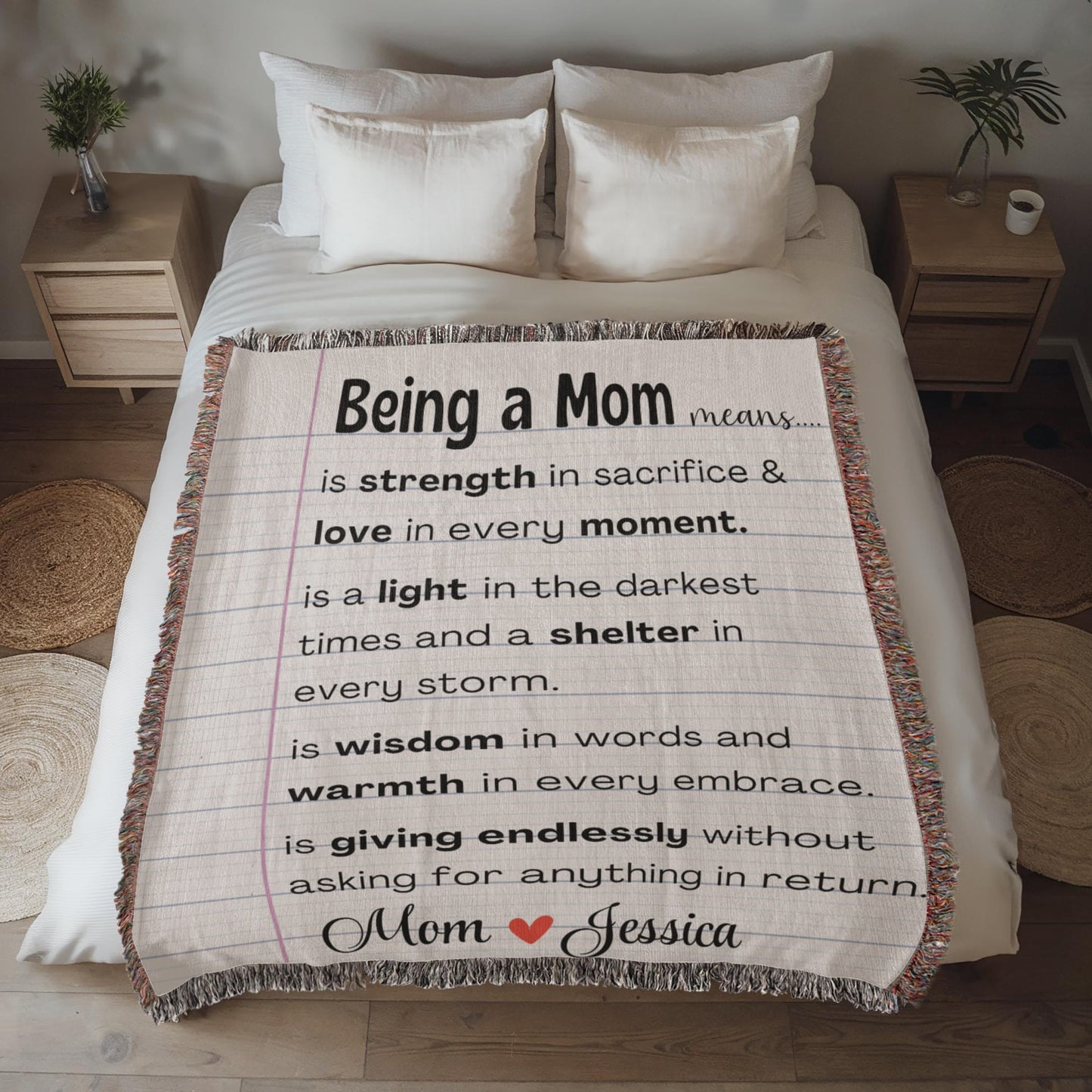 Personalized Mom Woven Blanket For Her