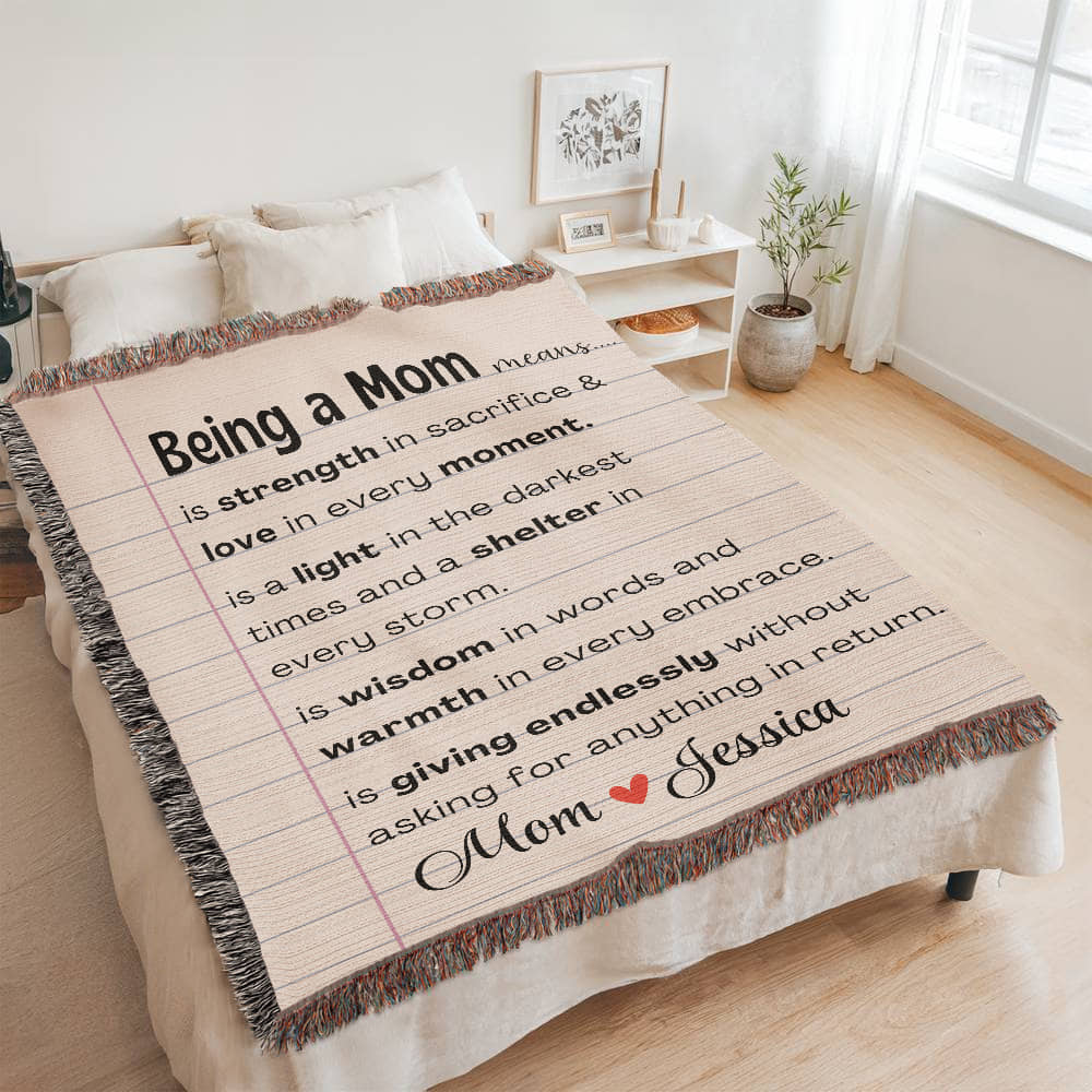 Personalized Mom Woven Blanket For Her