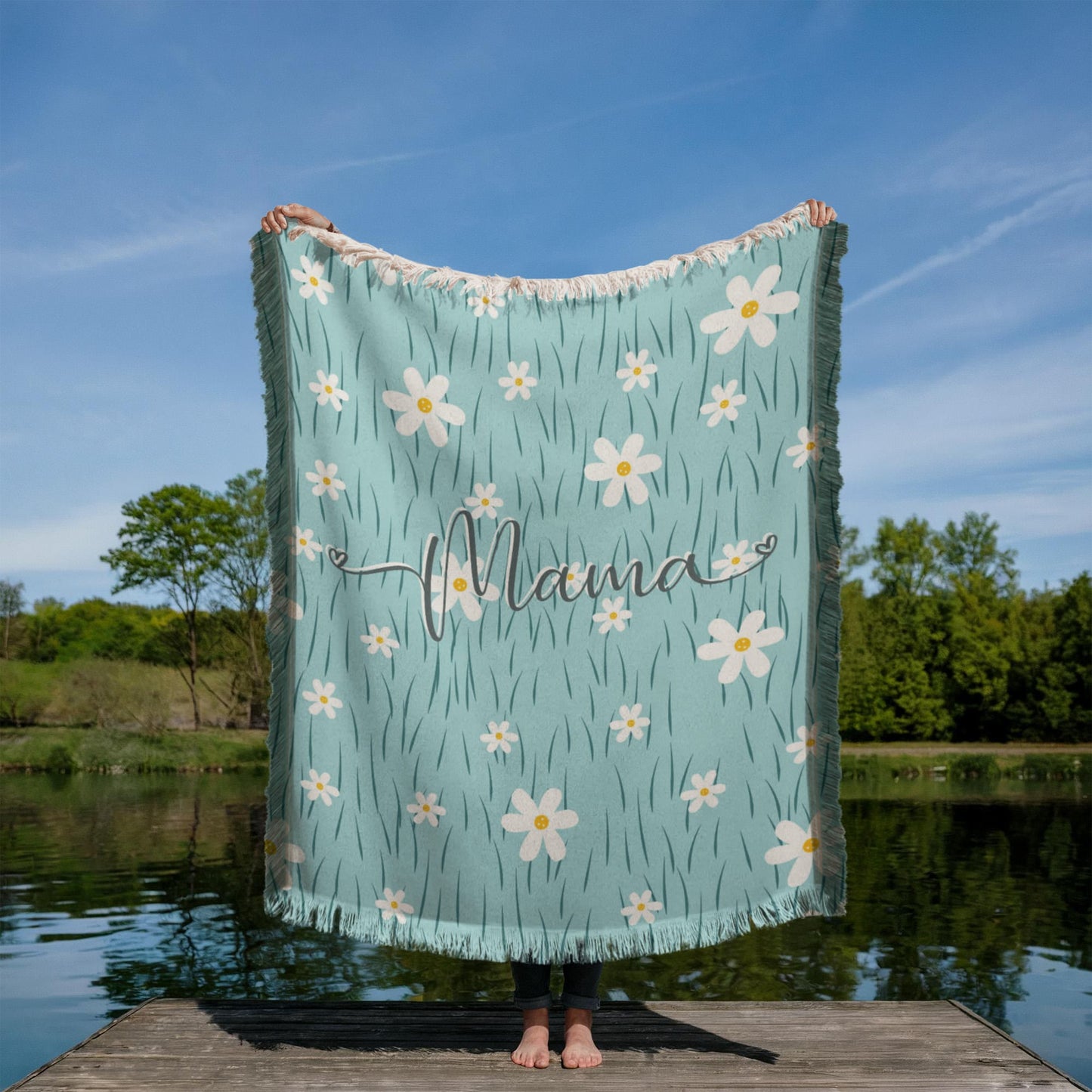 Daisy Flower Mama Woven Blanket