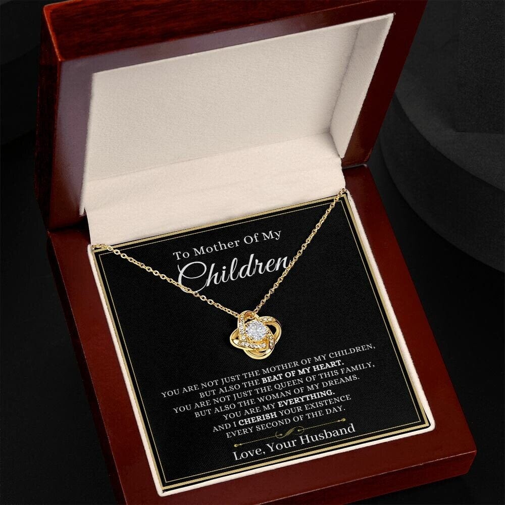 To Mother Of My Children, Mother's Day Gift From Husband, Heart Knot Necklace For Wife