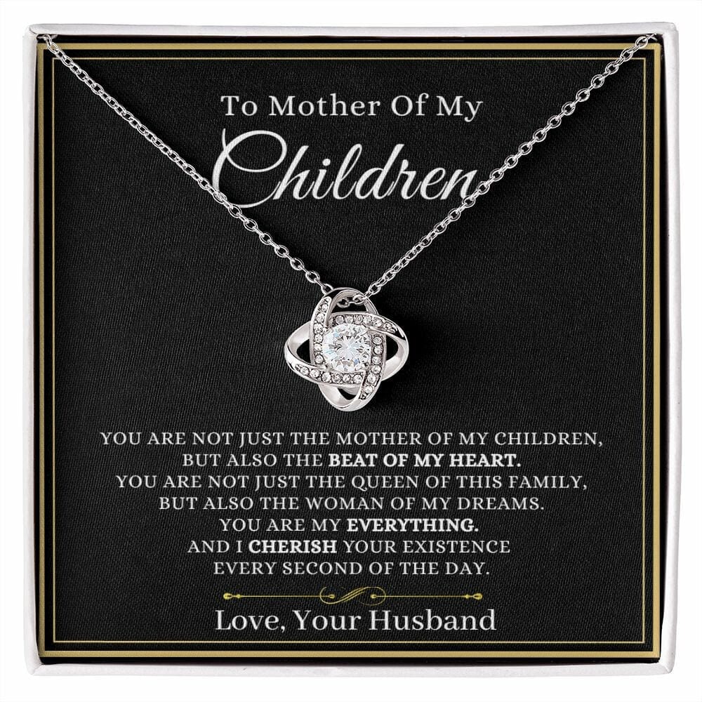 To Mother Of My Children, Mother's Day Gift From Husband, Heart Knot Necklace For Wife