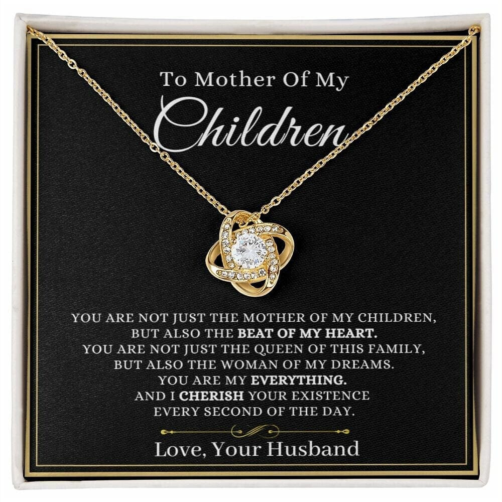 To Mother Of My Children, Mother's Day Gift From Husband, Heart Knot Necklace For Wife