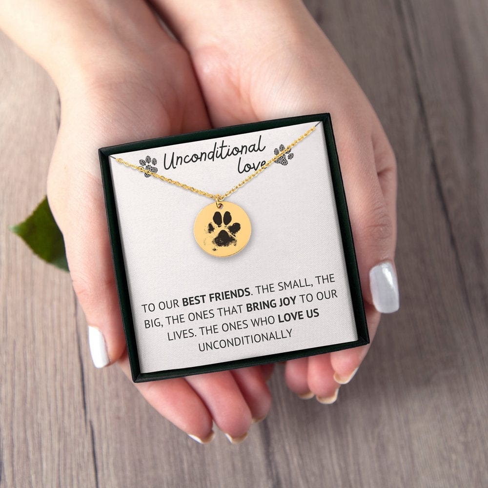 Personalized Paw Print Pets Necklace, Best Friend Dog Mom Engraving Necklace Handmade JewelrySympathy Pet Loss Memorial Jewelry Message Card