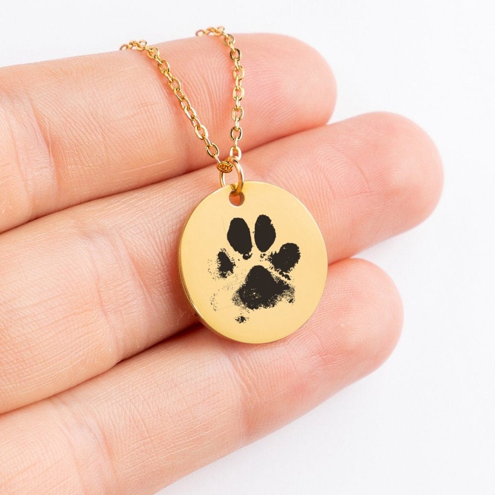 Personalized Paw Print Pets Necklace, Best Friend Dog Mom Engraving Necklace Handmade JewelrySympathy Pet Loss Memorial Jewelry Message Card