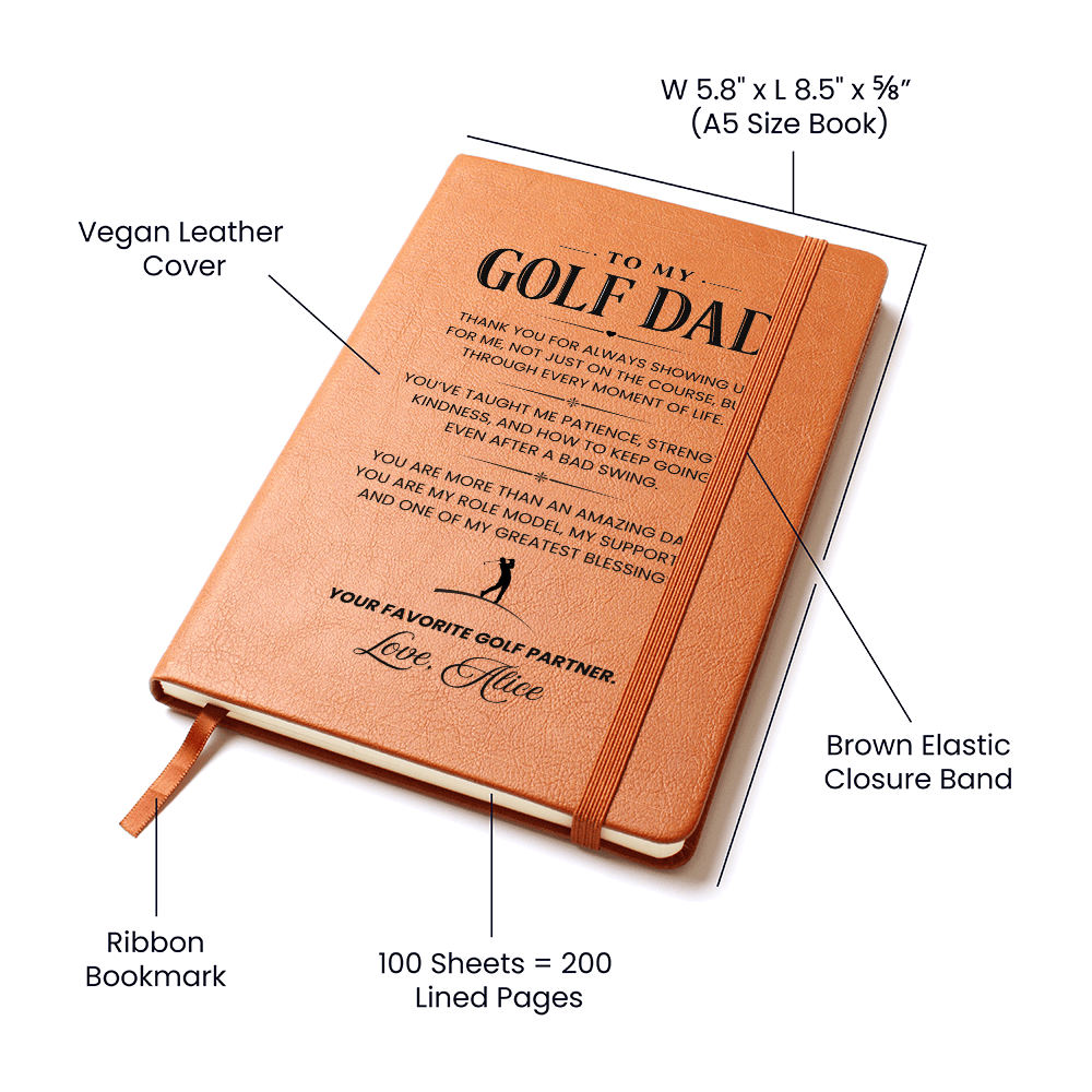 Personalized  Leather Journal for Golf Dad