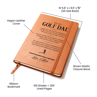Personalized  Leather Journal for Golf Dad
