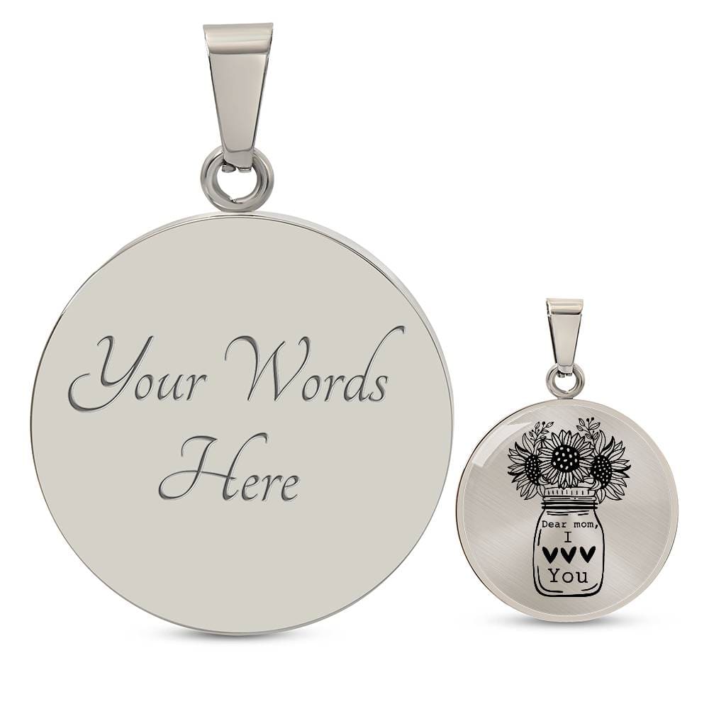 I Love You Mom Engraved Graphic Necklace