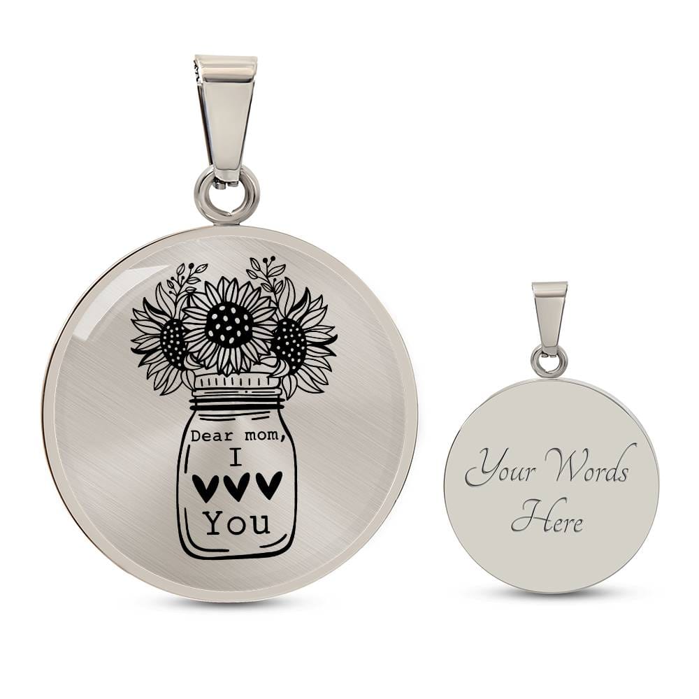 I Love You Mom Engraved Graphic Necklace