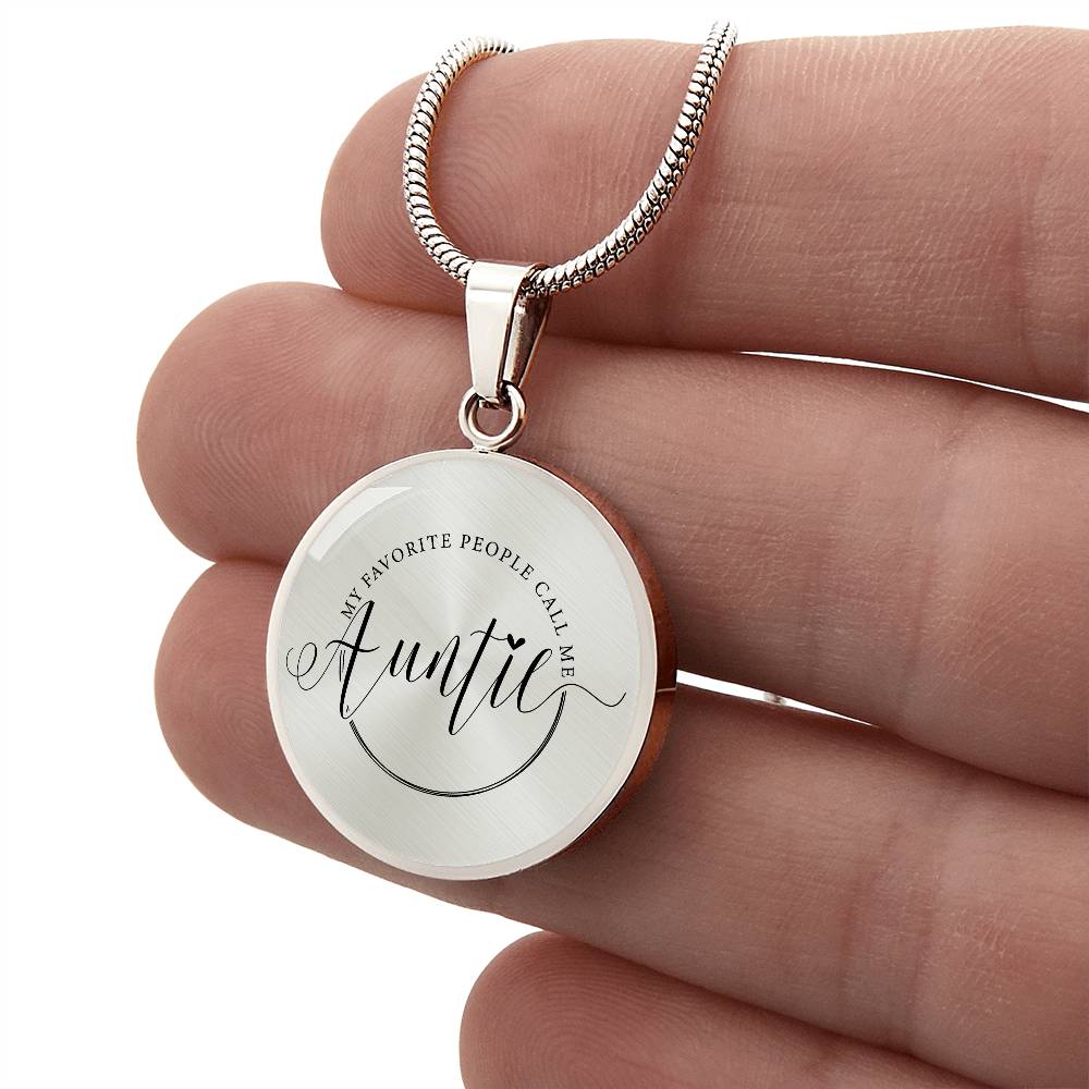 Auntie Engraved Graphic Necklace Gift