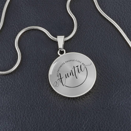 Auntie Engraved Graphic Necklace Gift