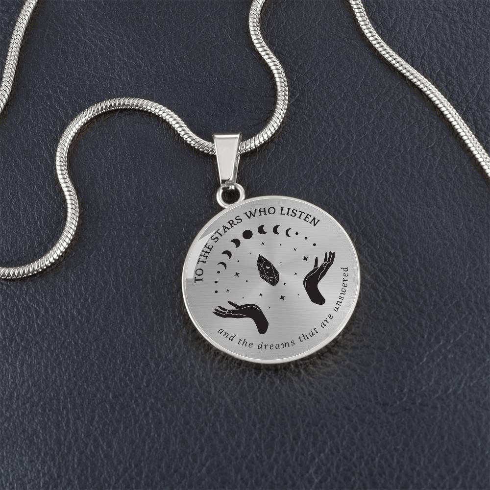 To the Stars Who Listen Acotar Graphic Circle Necklace Gift