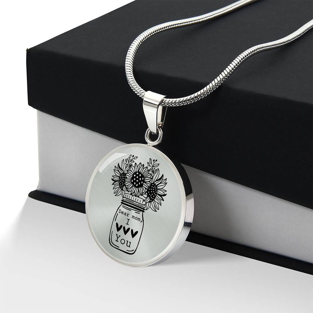 I Love You Mom Engraved Graphic Necklace