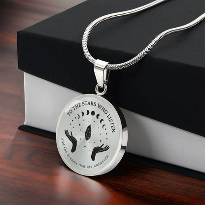 To the Stars Who Listen Acotar Graphic Circle Necklace Gift