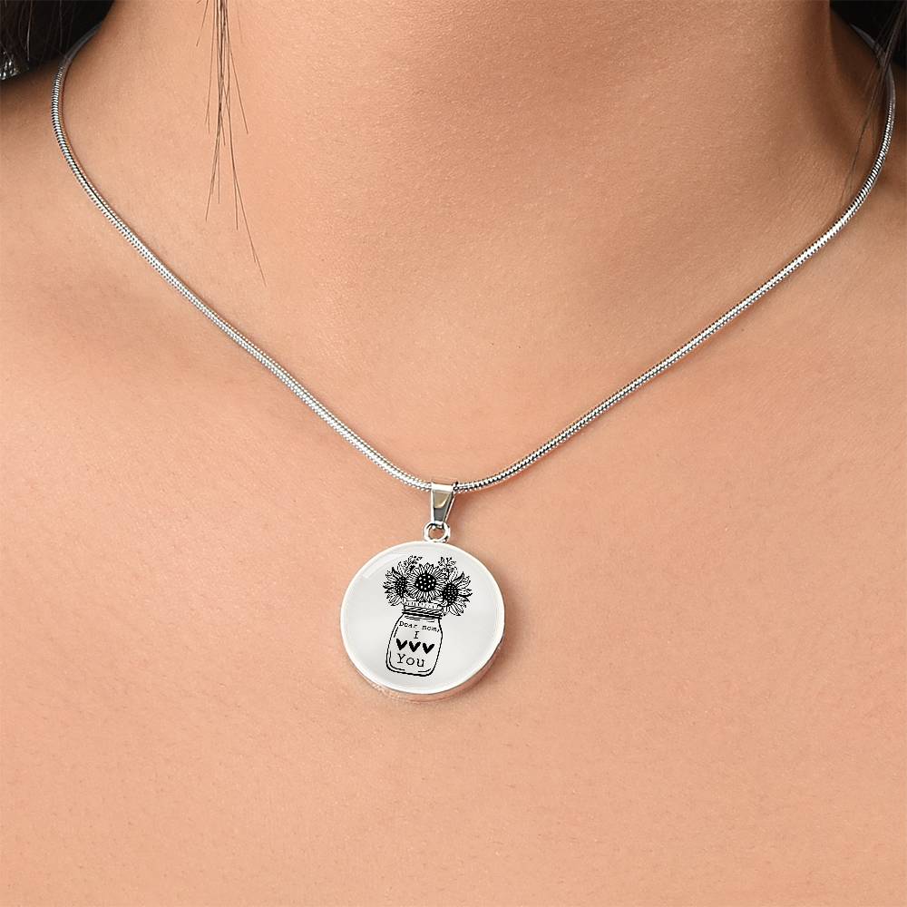 I Love You Mom Engraved Graphic Necklace