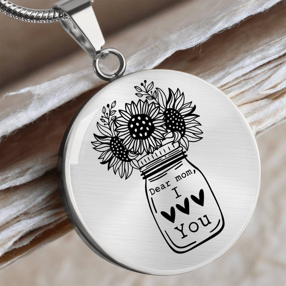 I Love You Mom Engraved Graphic Necklace