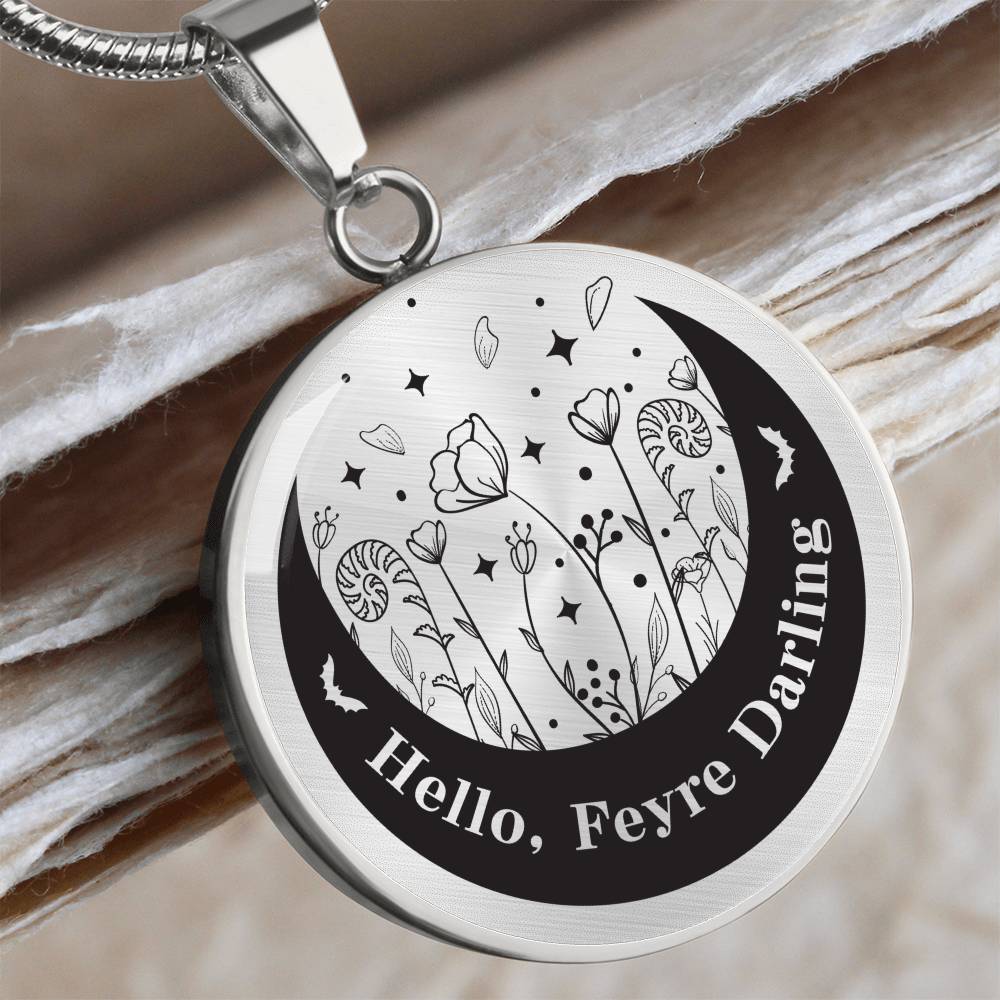 Hello Feyre Darling Acotar Graphic Circle Necklace Gift