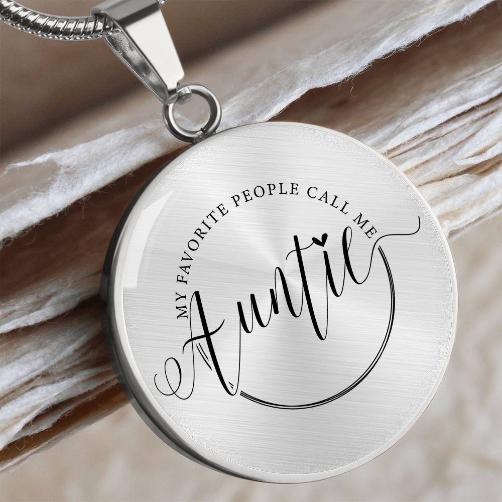 Auntie Engraved Graphic Necklace Gift