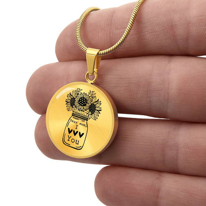 I Love You Mom Engraved Graphic Necklace