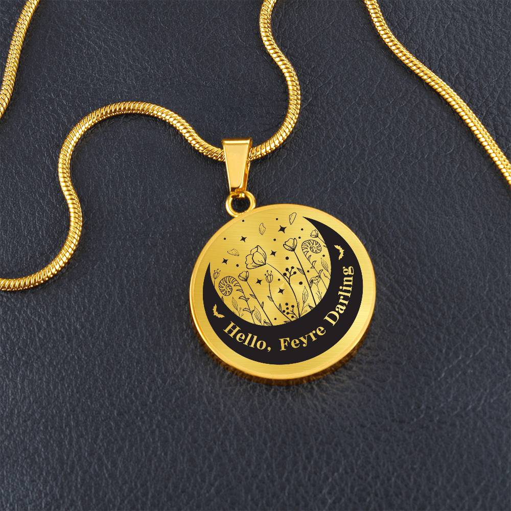 Hello Feyre Darling Acotar Graphic Circle Necklace Gift