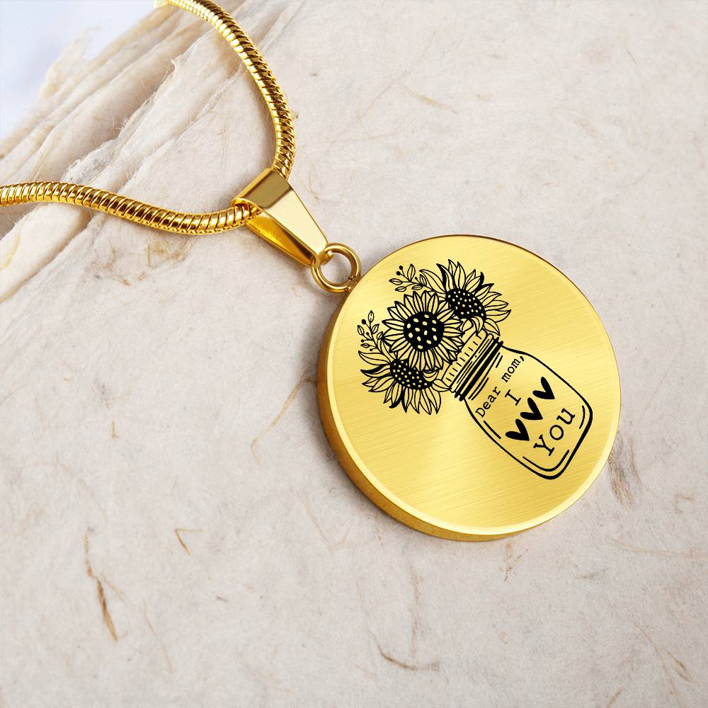 I Love You Mom Engraved Graphic Necklace