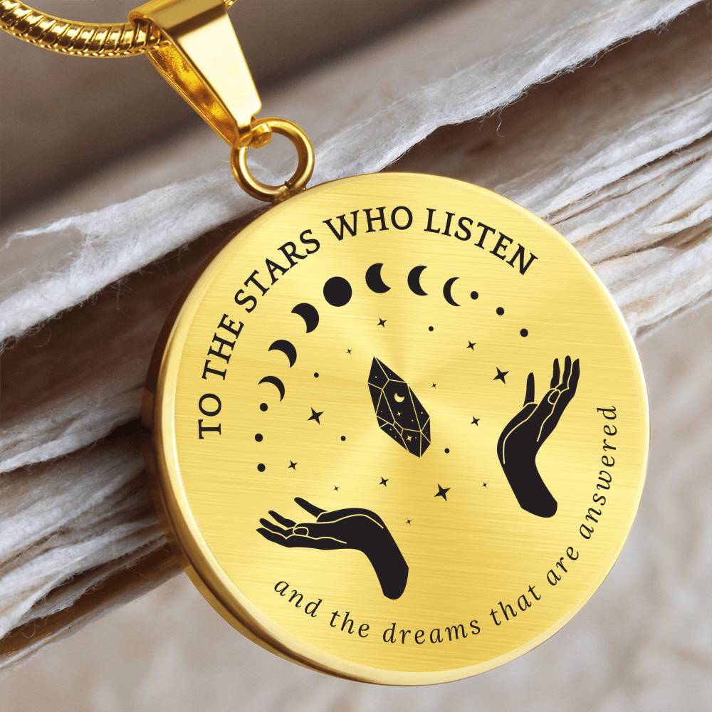 To the Stars Who Listen Acotar Graphic Circle Necklace Gift