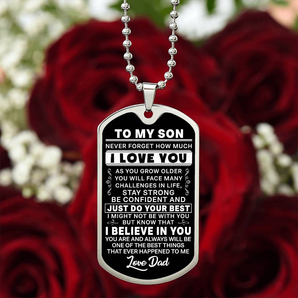 To My Son Dog Tag From Dad Gift