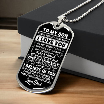 Personalized To my Son Dog Tag Necklace From Dad