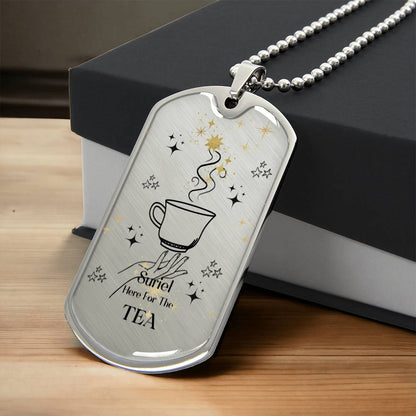 Suriel Here For the Tea Acotar Graphic Military ChainNecklace Gift