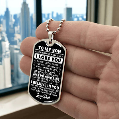 Personalized To my Son Dog Tag Necklace From Dad