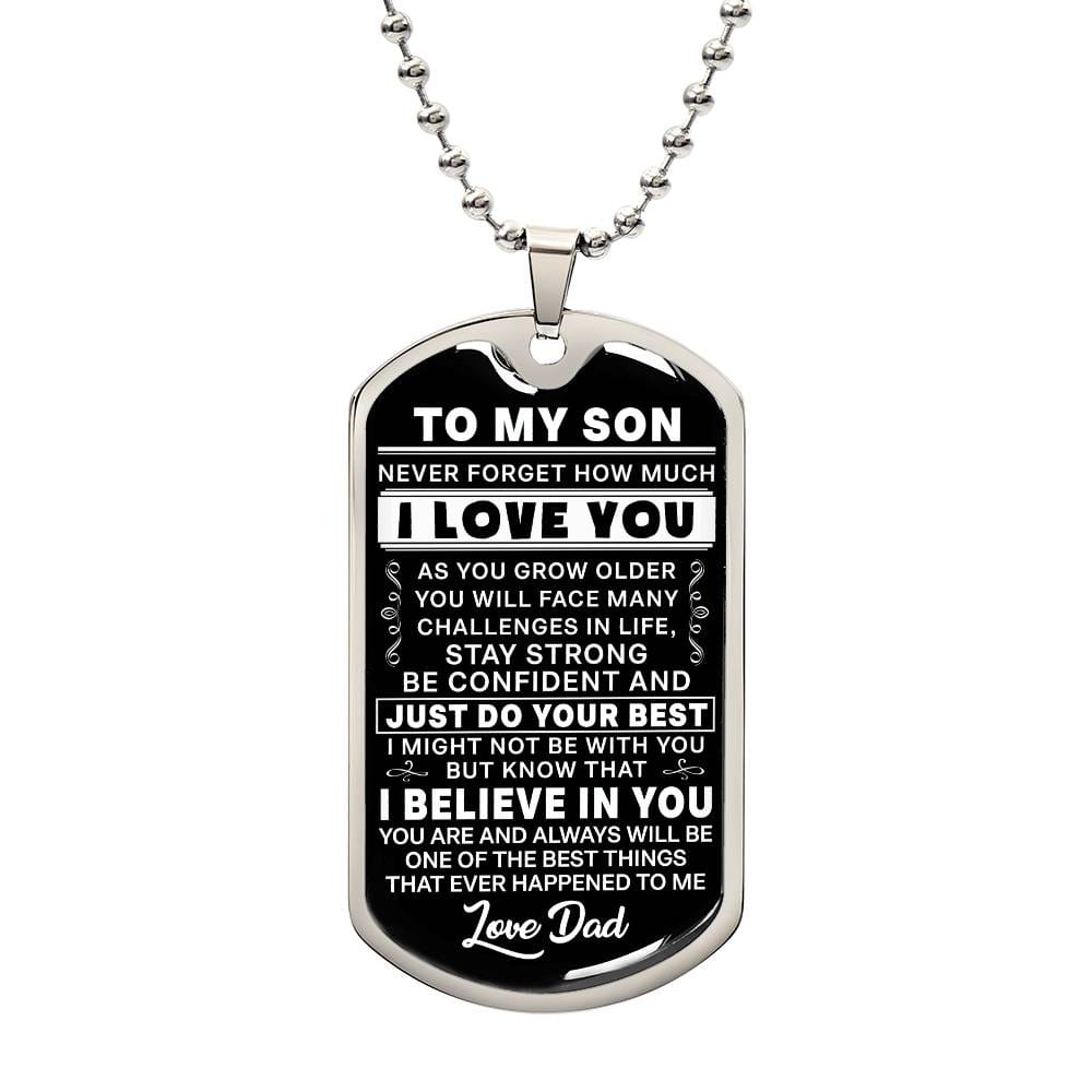 Personalized To my Son Dog Tag Necklace From Dad