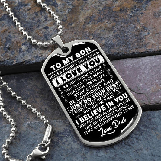 To My Son Dog Tag From Dad Gift