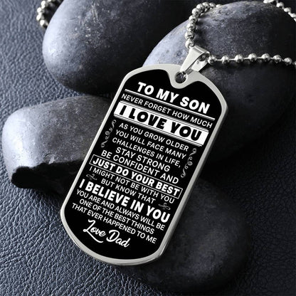 Personalized To my Son Dog Tag Necklace From Dad