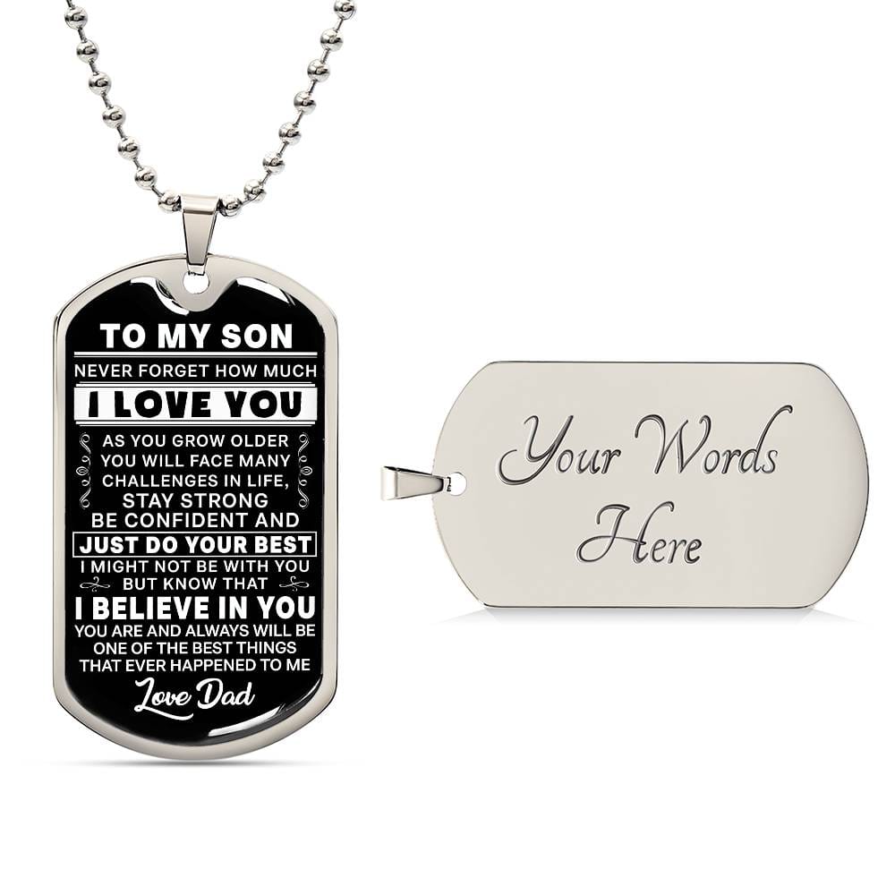 Personalized To my Son Dog Tag Necklace From Dad