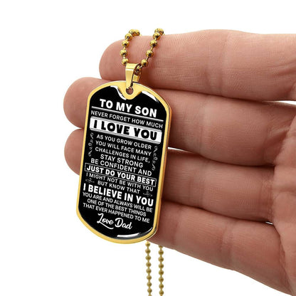 Personalized To my Son Dog Tag Necklace From Dad