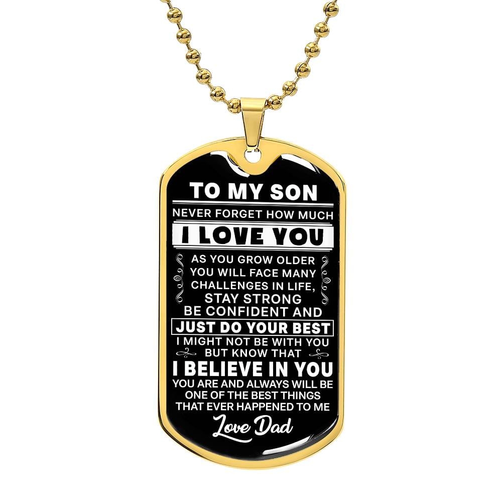 Personalized To my Son Dog Tag Necklace From Dad