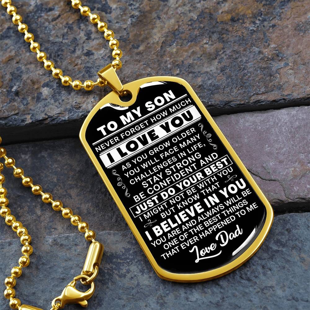 Personalized To my Son Dog Tag Necklace From Dad