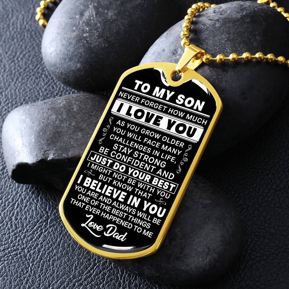 To My Son Dog Tag From Dad Gift