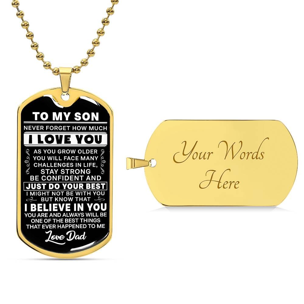 Personalized To my Son Dog Tag Necklace From Dad