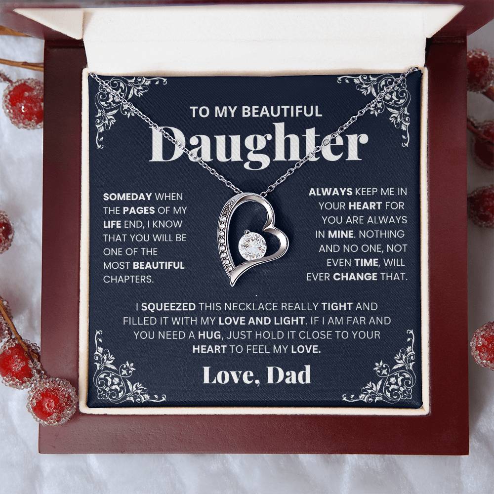 To My Daughter Heart Necklace Gift From Dad