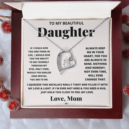 To My Beautiful Daughter Heart Necklace Gift