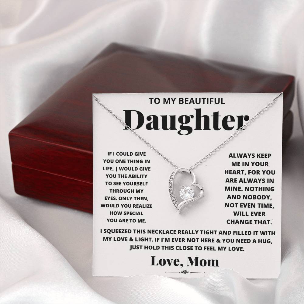 To My Beautiful Daughter Heart Necklace Gift