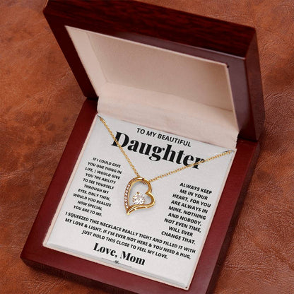 To My Beautiful Daughter Heart Necklace Gift