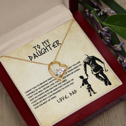 To My Daughter Heart Necklace Gift From Dad