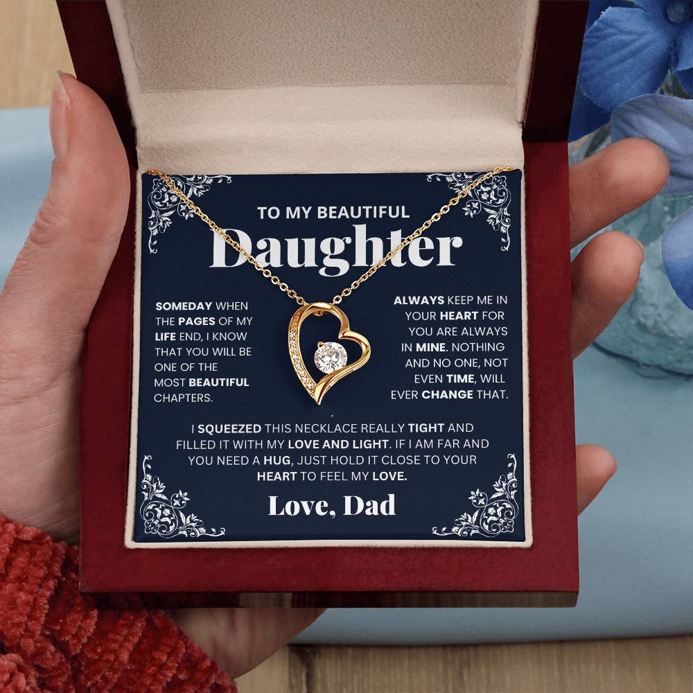 To My Daughter Heart Necklace Gift From Dad