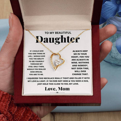 To My Beautiful Daughter Heart Necklace Gift