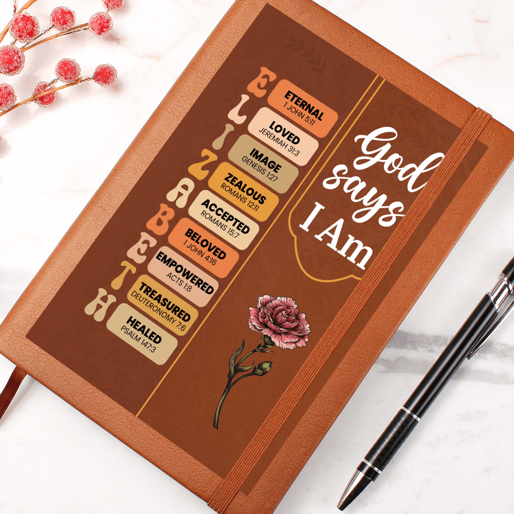 God Says I Am Bible Verse Leather Journal Gift